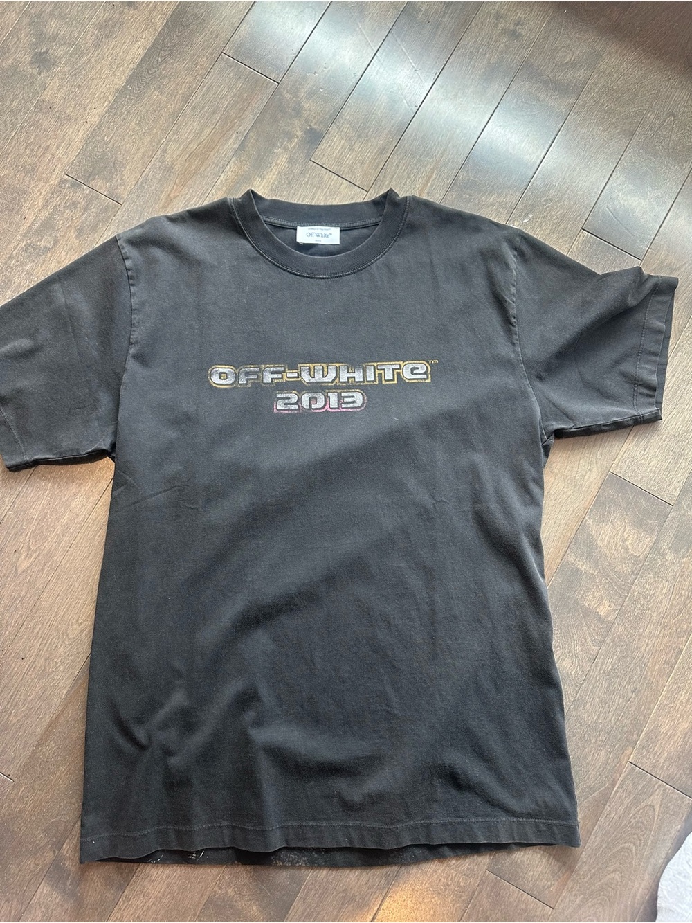 Off-White Black Short-Sleeve Tee with Multicolor 'Off-White 2013' Logo